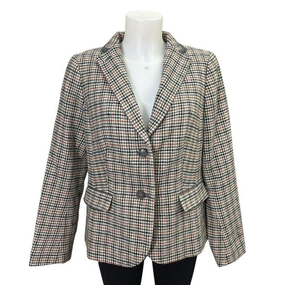 Talbots Classic Wool Blend Herringbone Blazer Jacket Notched Collar Size 10‎ - Picture 1 of 8